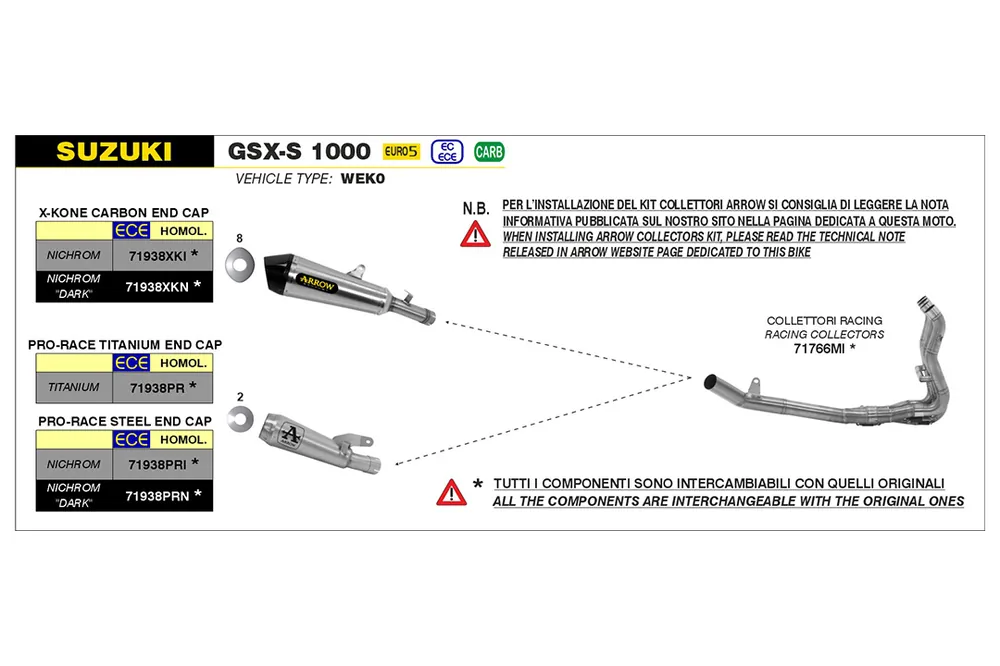 Retour Gratuit ARROW Auspuff X-KONE DARK NiChrom für Suzuki GSX-S1000 / GSX-S950 2021- ; GSX-S1000GX 2024-