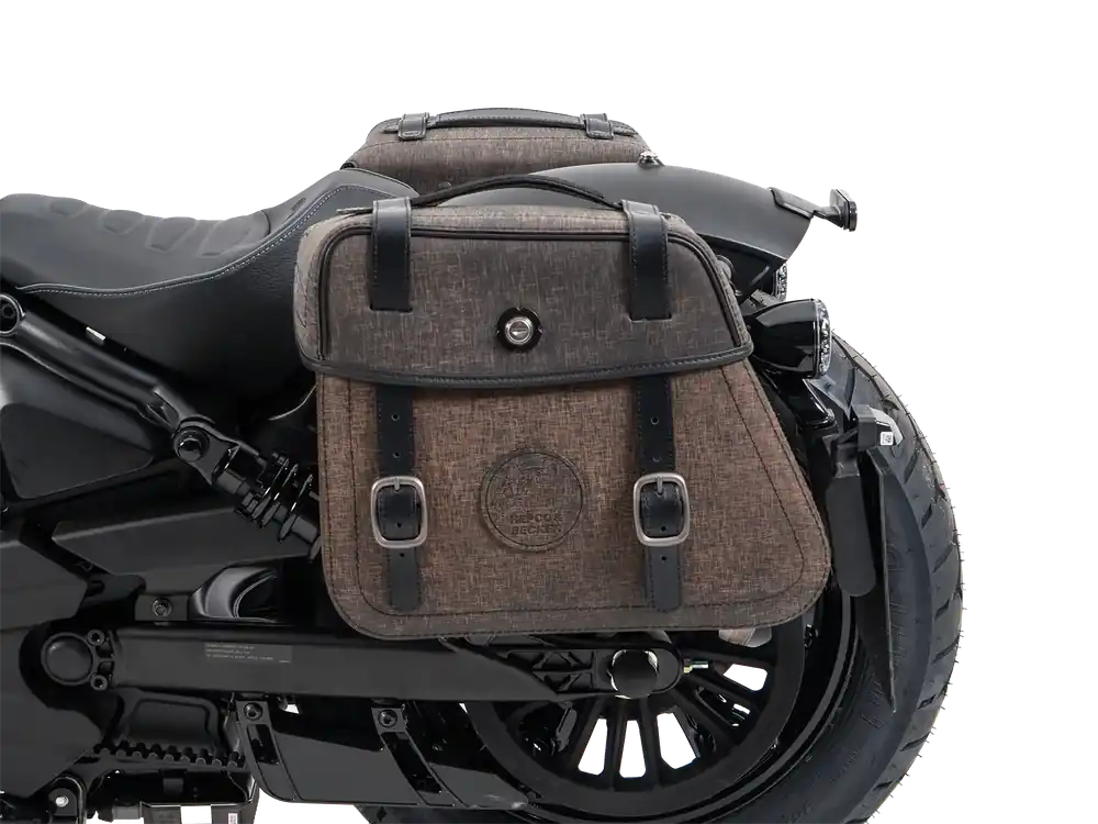 Nouvelle Collection Set de sacoches Cutout marron avec support pour Indian Scout Sixty Classic (25-) Hepco & Becker